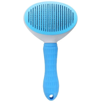 Self-cleaning pet grooming brush