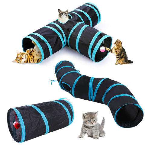 Foldable breathable cat play tunnel toy