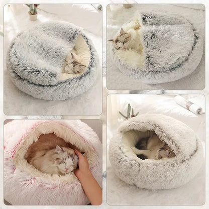 Warm plush cat bed for small pets