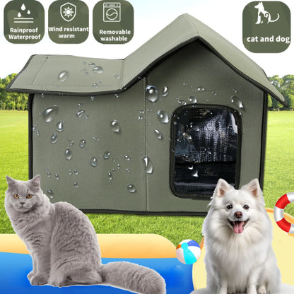 🏡 Outdoor Waterproof Cat House – Cozy, Weatherproof Shelter with Transparent Door! 🐾❄️☔