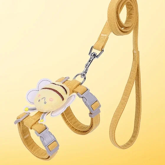 Adjustable bee design harness, leash, and collar