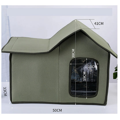 🏡 Outdoor Waterproof Cat House – Cozy, Weatherproof Shelter with Transparent Door! 🐾❄️☔