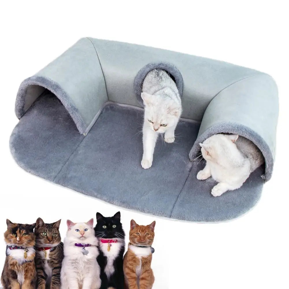 🐾 Foldable Cat Bed & Tunnel – Cozy, Fun & Washable! 🎪🐱