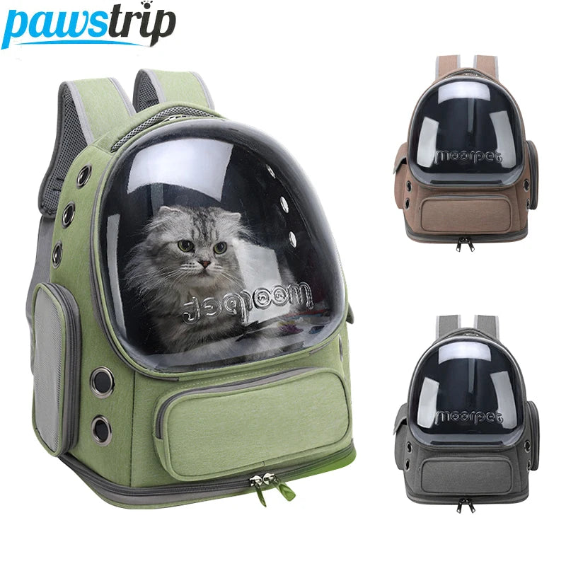 Eco-Friendly Transparent Cat Carrier Backpack - Stylish & Breathable Travel Companion