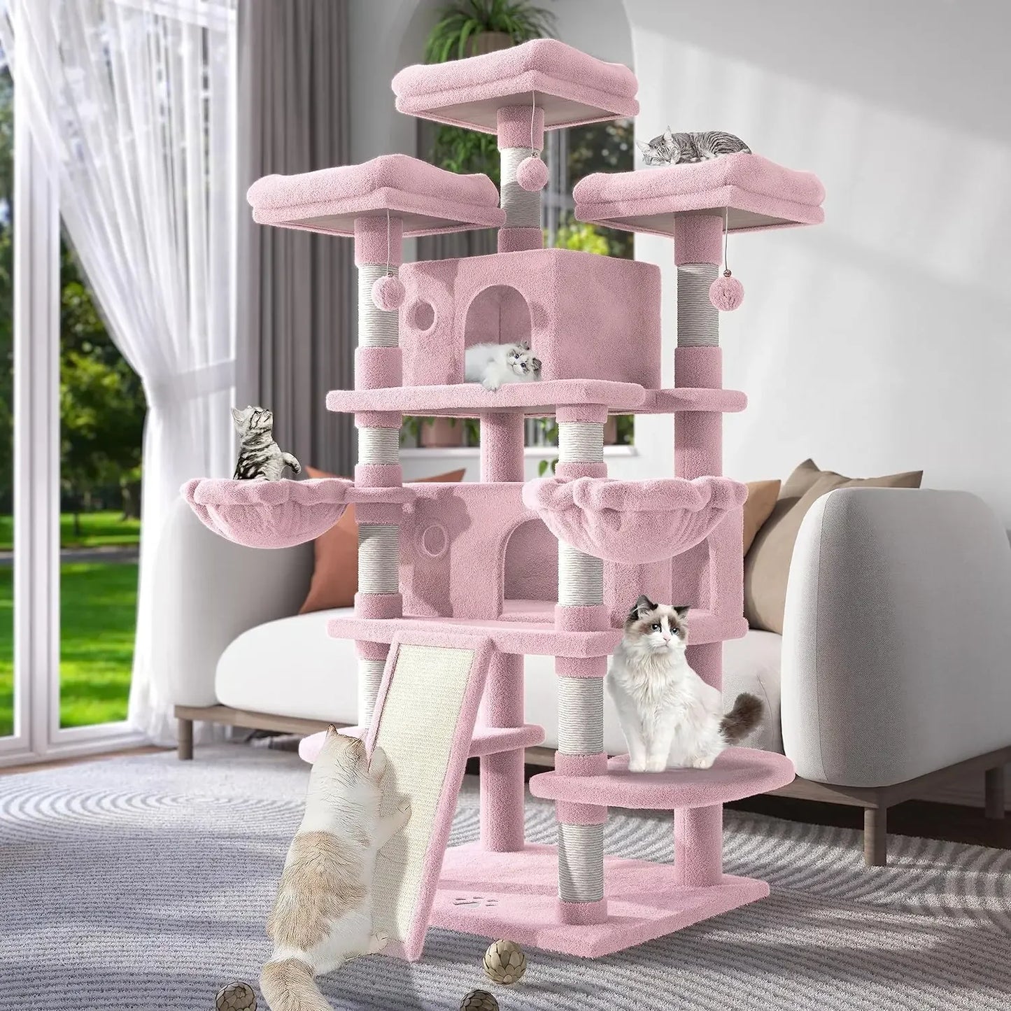 🏡 68” Multi-Level Cat Tree – Large Tower Condo with Cozy Perches & Scratching Posts! 🐾✨