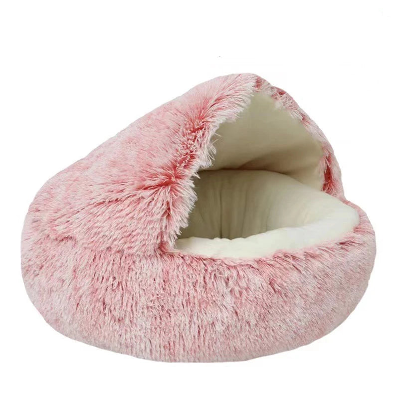 Warm plush cat bed for small pets