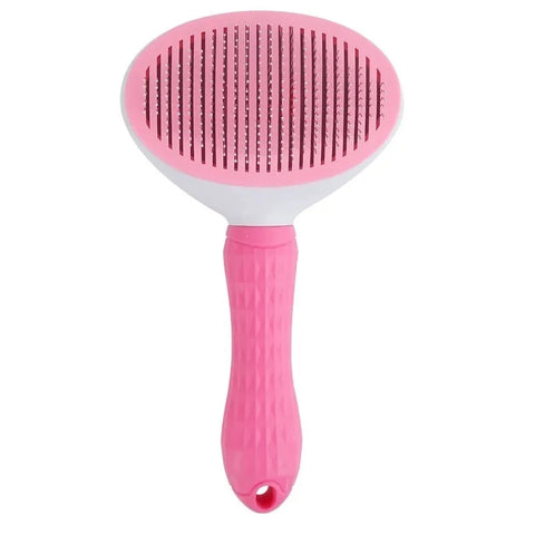 Self-cleaning pet grooming brush