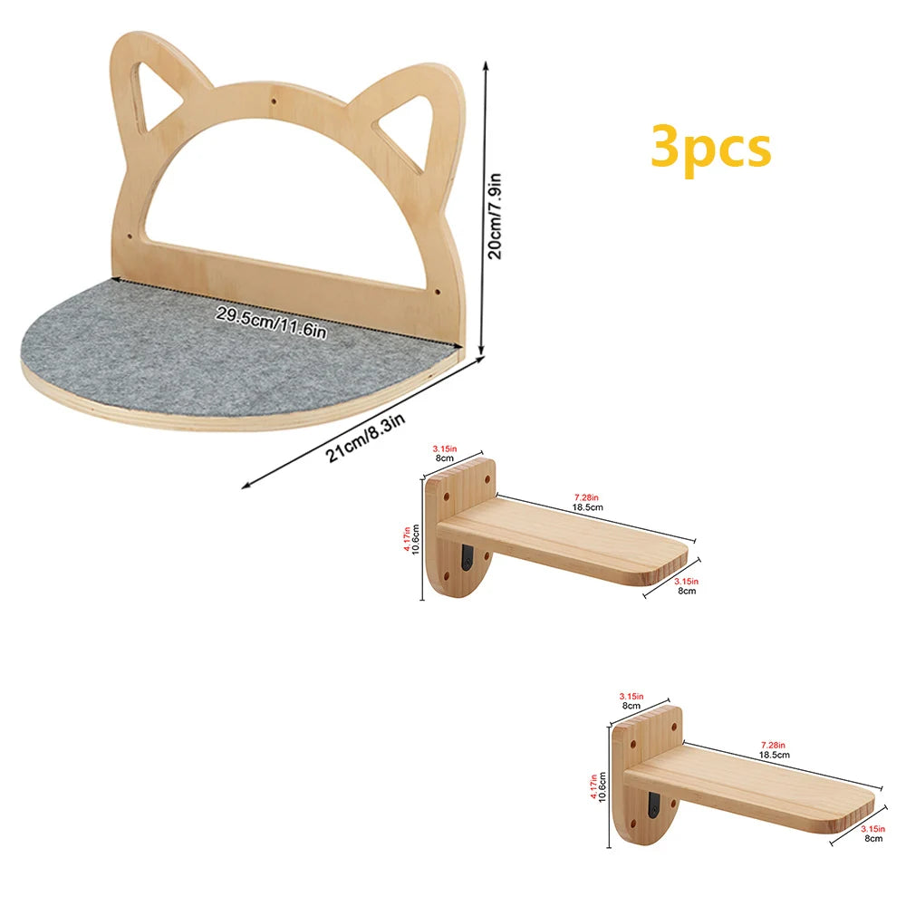 🐱 Wall-Mounted Cat Hammock & Climbing Shelf – Stylish Wooden Perch! 🌿🏡