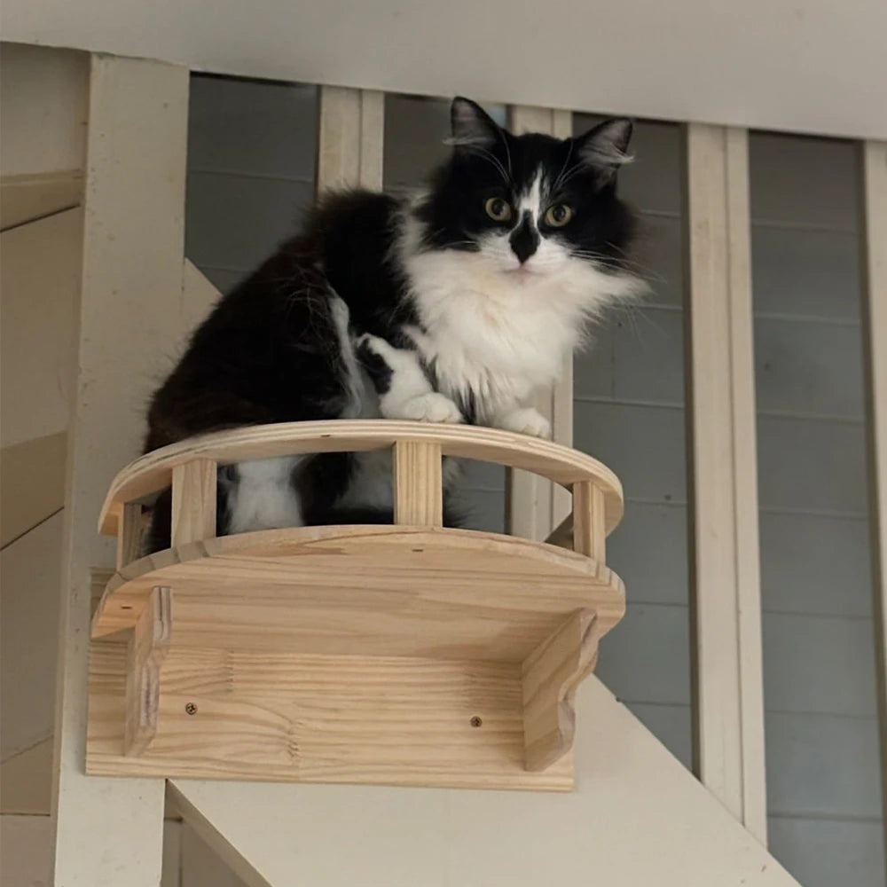 🐱 Wall-Mounted Cat Hammock & Climbing Shelf – Stylish Wooden Perch! 🌿🏡