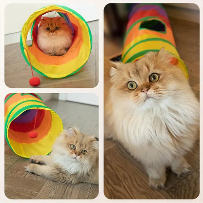 Foldable Cat Tunnel - S-T-Y Pass Play Toy for Indoor Cats