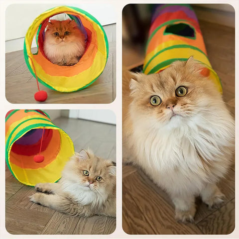 Foldable Cat Tunnel - S-T-Y Pass Play Toy for Indoor Cats