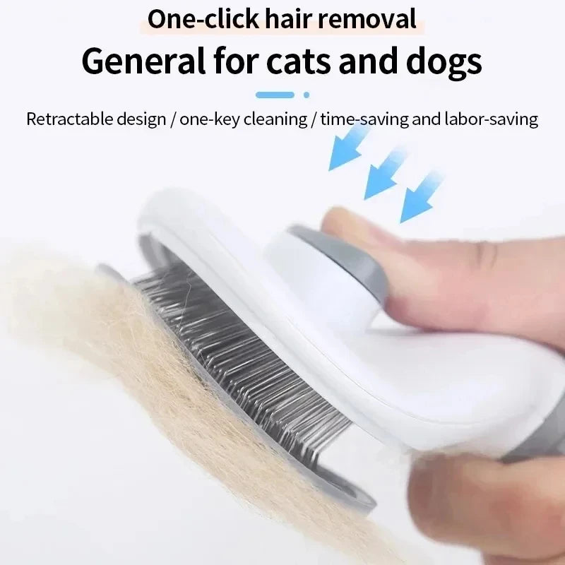 Self-cleaning pet grooming brush