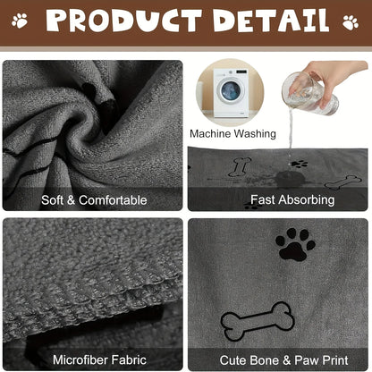 Quick-Drying Microfiber Dog Towel - Absorbent Pet Bath Towel for Car