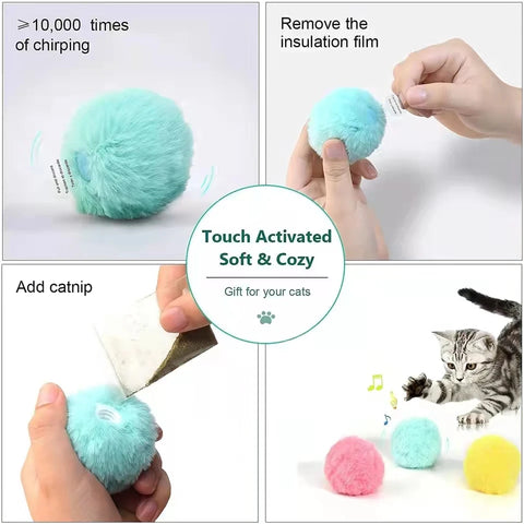 Interactive Plush Cat Toy Ball with Sound