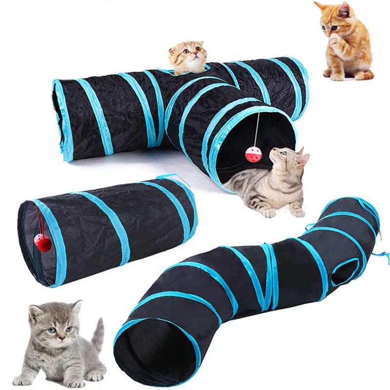 Foldable breathable cat play tunnel toy