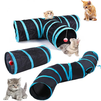 Foldable breathable cat play tunnel toy