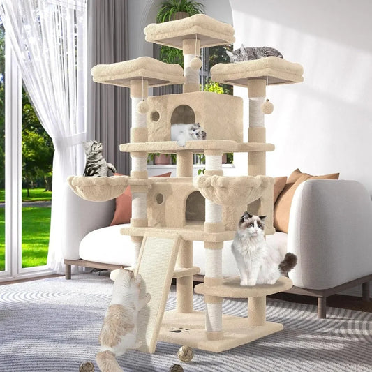 🏡 68” Multi-Level Cat Tree – Large Tower Condo with Cozy Perches & Scratching Posts! 🐾✨