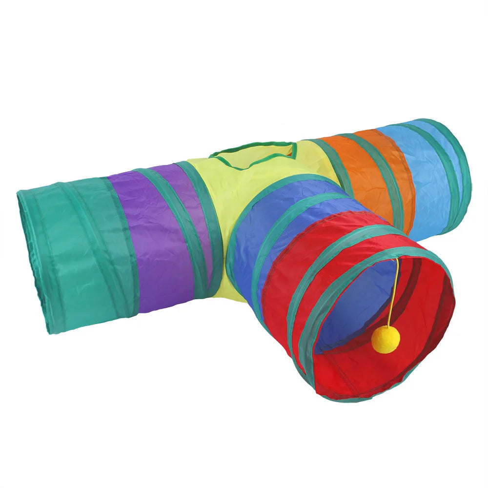 Foldable breathable cat play tunnel toy