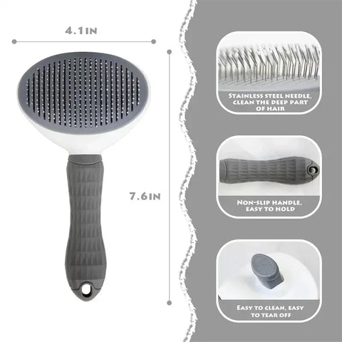 Self-cleaning pet grooming brush