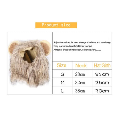 Cute Lion Mane Hat for Pets Cosplay