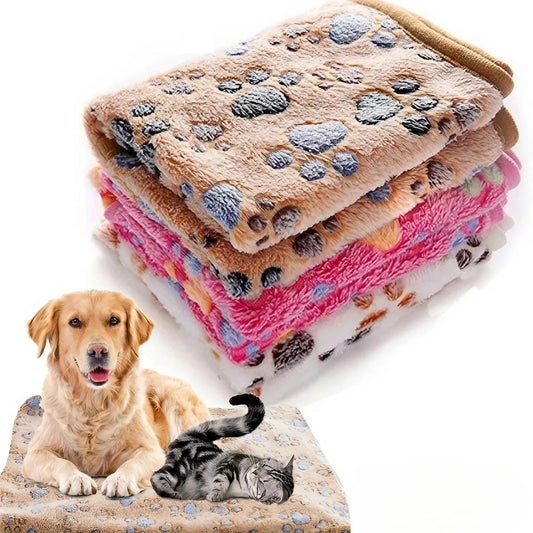 Soft, warm pet blanket with cute cartoon design