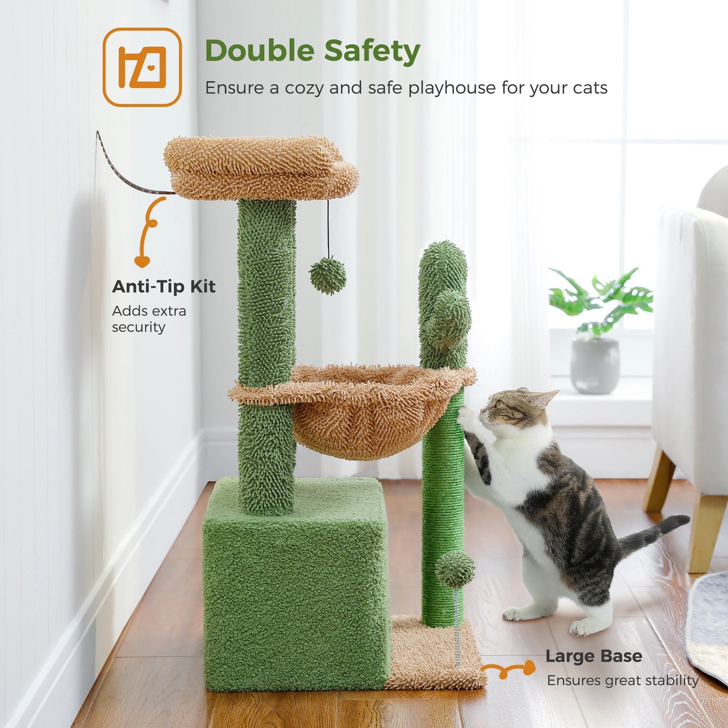 🌵 4-in-1 Cactus Cat Tree – Play, Scratch & Relax!