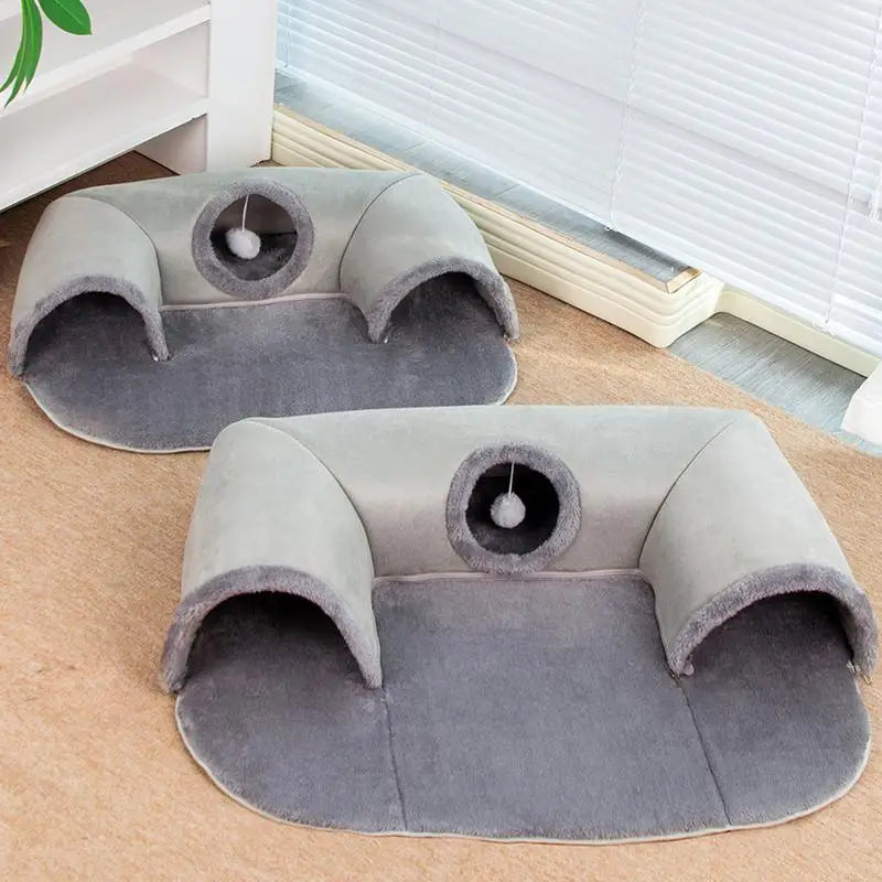 🐾 Foldable Cat Bed & Tunnel – Cozy, Fun & Washable! 🎪🐱