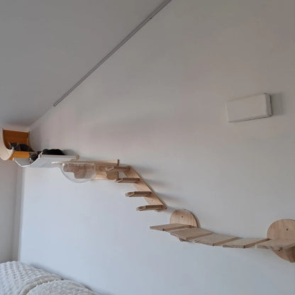 🐱 Wall-Mounted Cat Hammock & Climbing Shelf – Stylish Wooden Perch! 🌿🏡