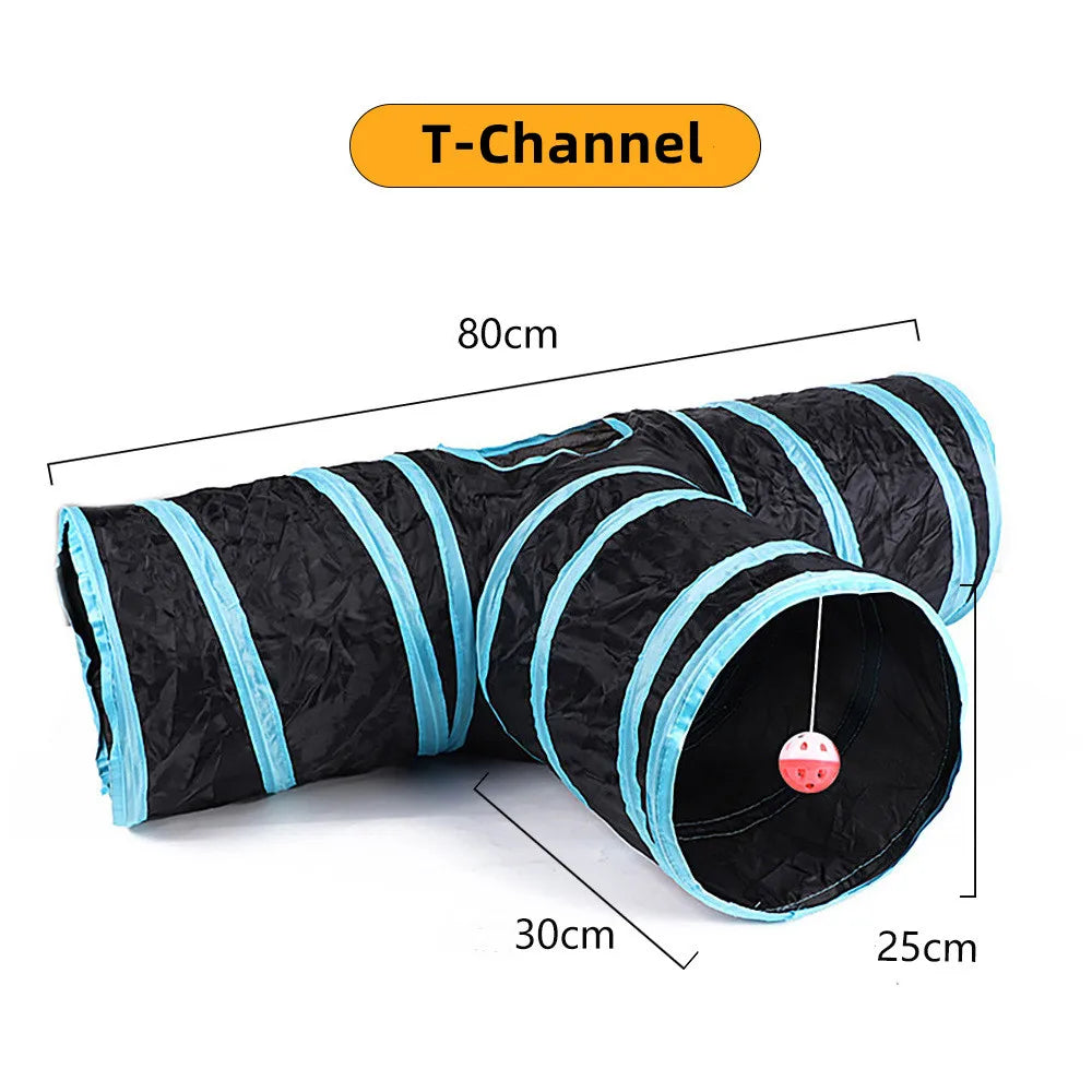 Foldable breathable cat play tunnel toy