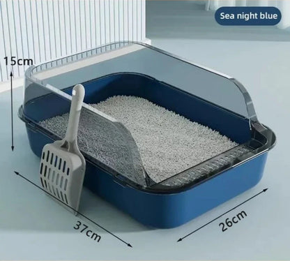 Kitty Sandbox Cat Litter Box Semi-enclosed Splashproof Cat Tray Cat Toilet Cleaning Basin Supplies Pet Toilet Kitten Tray Bedpan