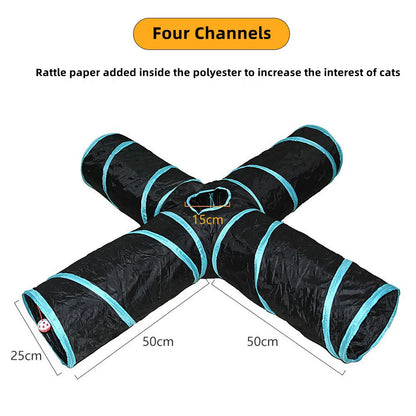 Foldable breathable cat play tunnel toy