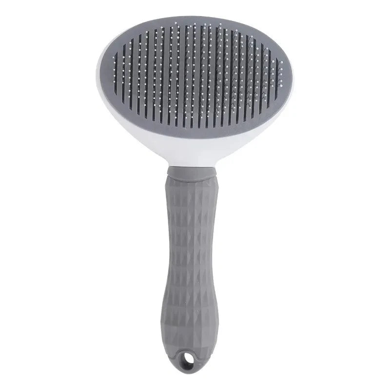 Self-cleaning pet grooming brush