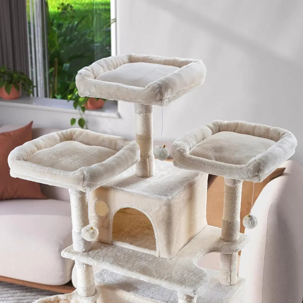 🏡 68” Multi-Level Cat Tree – Large Tower Condo with Cozy Perches & Scratching Posts! 🐾✨