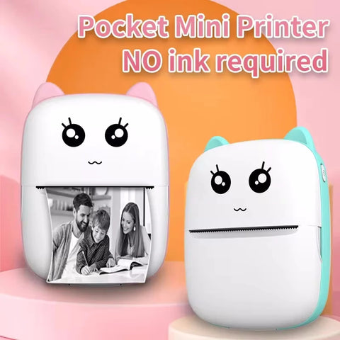 Portable mini thermal printer for photos and labels, 58mm, wireless Bluetooth for Android and iOS