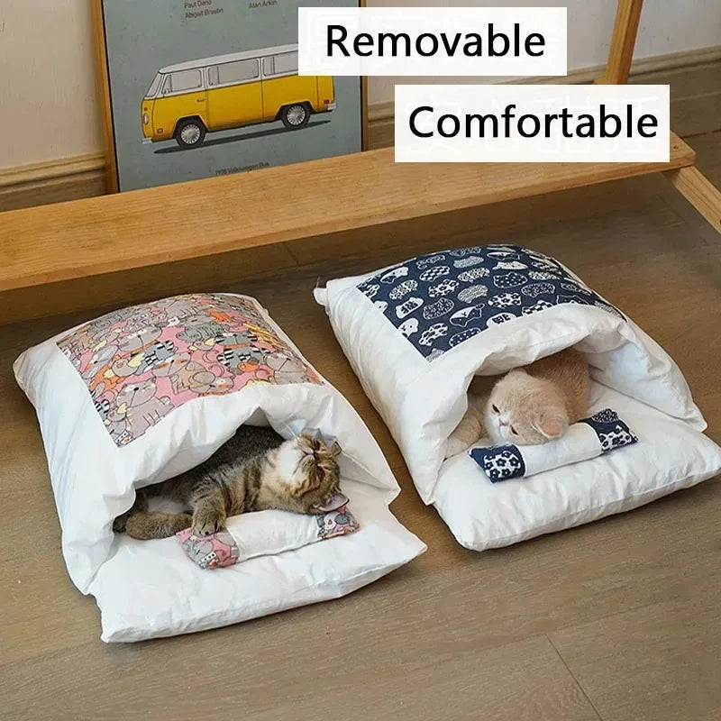 Kawaii Removable Cat Bed House, cómodo