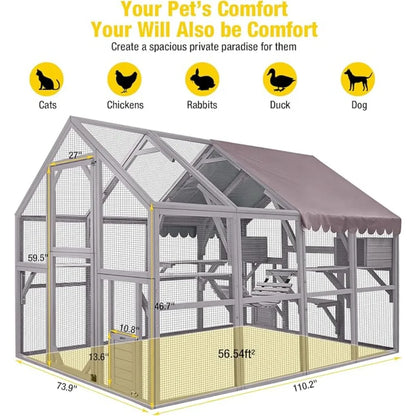 Catio for Multiple Cats - 56.54ft² with Bridges and Houses